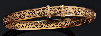 Bracelet jonc coulissant en or jaune ajouré...