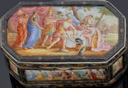 Tabatière rectangulaire à pans coupés en...
