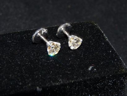 PAIRE DE CLOUS D'OREILLE en or gris 18 k,...
