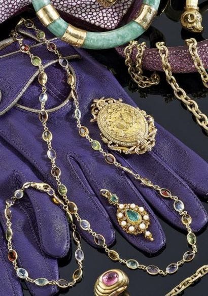 COLLIER et bracelet articulés en or jaune...