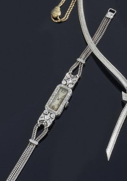 MONTRE bracelet de dame en or gris 18 k et...