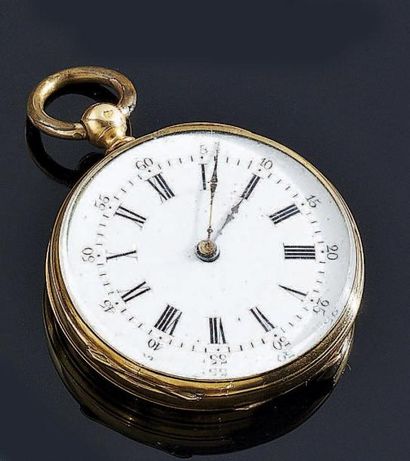 MONTRE de poche de dame en or jaune, le fond...