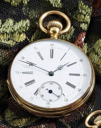 MONTRE de poche en or jaune 18 k, le fond...