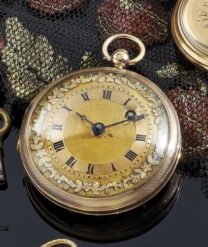 MONTRE de poche en or jaune 18 k, le fond...