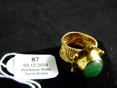 BAGUE en or jaune 18 k de forme géométrique,...