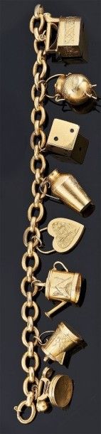 BRACELET articulé en or jaune 18 k 750/°oo,...