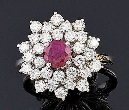 Bague croisée en or gris 14k (525/00) ornée...