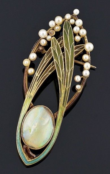 BROCHE en or jaune 18 K 750°/oo émaillée...