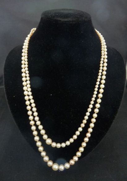 COLLIER deux rangs de perles de culture en...