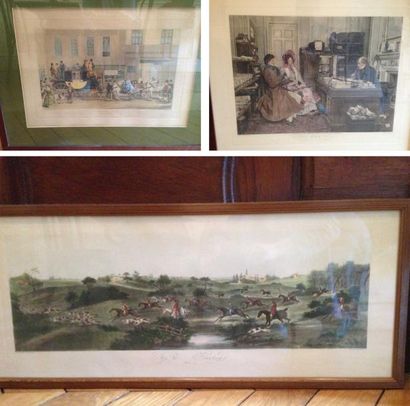 TROIS GRAVURES anglaises dont une de chasse....