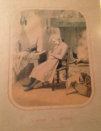 Les péchés capitaux Ensemble de sept gravures...