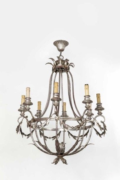 LUSTRE corbeille en métal argenté à couronne...