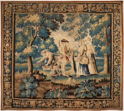 AUBUSSON
TAPISSERIE décorée de quatre personnages,...