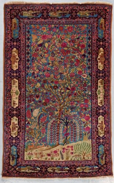 PAIRE DE TAPIS KIRMAN en laine et soie à...