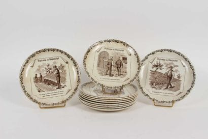 SARREGUEMINES
Onze assiettes en faïence fine...