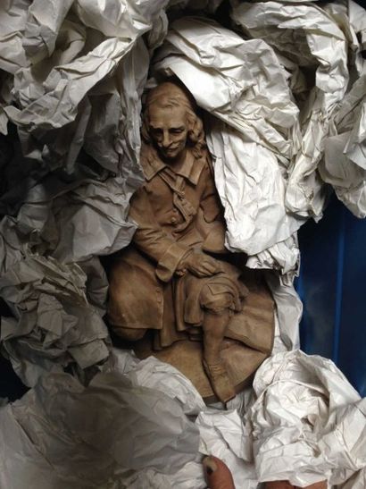 DEUX SUJETS en terre cuite figurant des ...