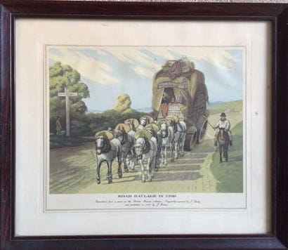 ENSEMBLE de HUIT GRAVURES et PIECES ENCADREES...