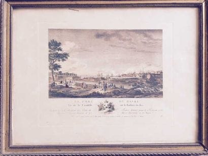 ENSEMBLE de HUIT GRAVURES et PIECES ENCADREES...