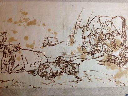 ENSEMBLE comprenant des dessins et études...