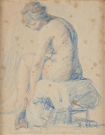 Pierre CHAPUIS (1863-1942)
Modèle nu assis...