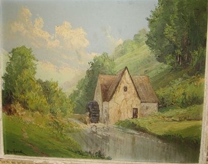 Chaumière Huile sur toile. 33 x 41 cm
