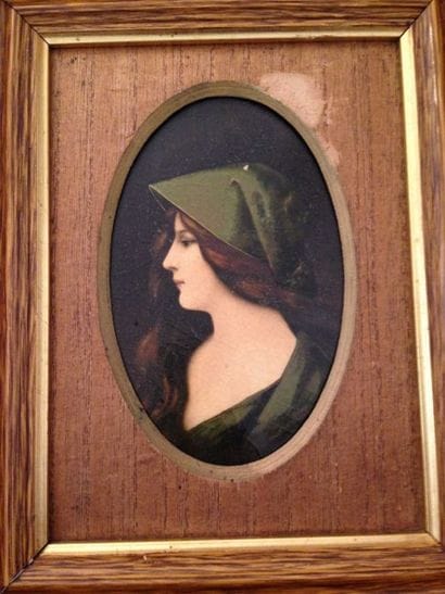 Portrait de femme de profil Procédé sur carton...