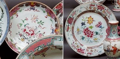 CHINE
Assiette et coupe à décor polychrome...