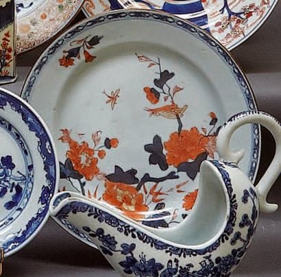 CHINE
Ensemble de cinq assiettes rondes décorées...