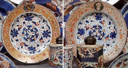 CHINE
Deux assiettes rondes décorées dans...