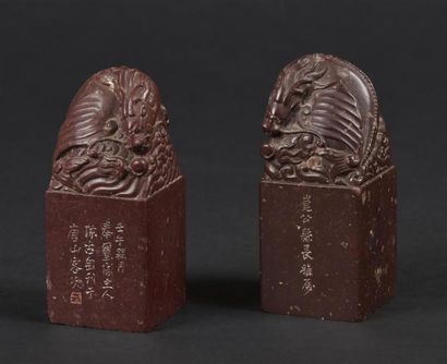 CHINE, fin du XIX°siècle - 
Deux cachets...