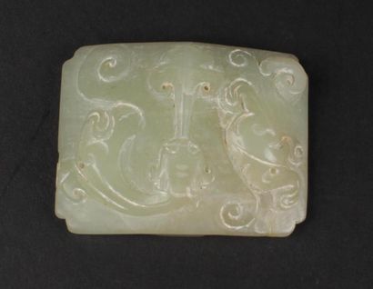 CHINE - 
Boucle de ceinture pierre dure verte...