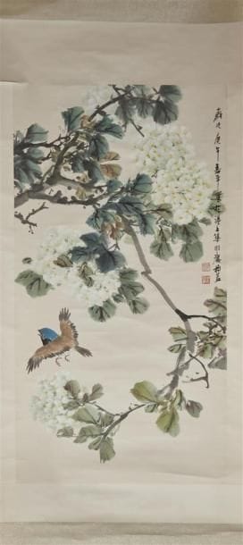 CHINE, XXe siècle 
Encre et couleurs sur...