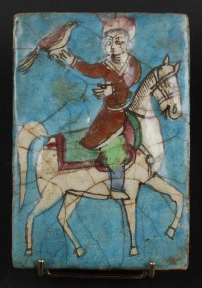 STYLE QADJAR 
Carreau en céramique polychrome...