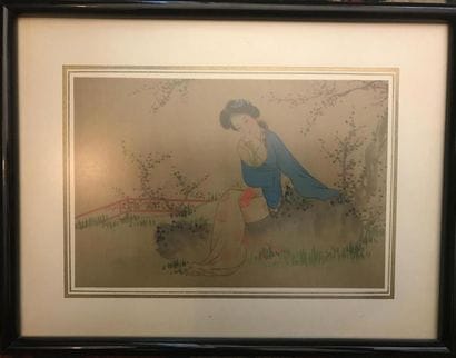 CHINE, XXe siècle 
Deux femmes 
Encre et...