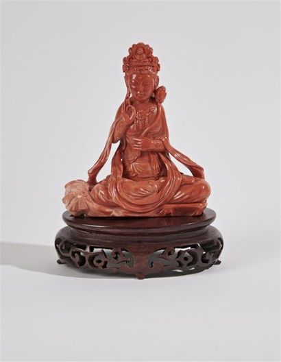 CHINE - XXe siècle
Statuette de Guanyin en...