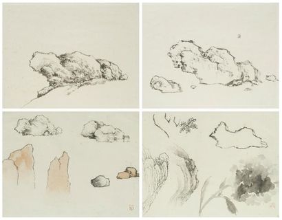 Pu Quan (1913-1991)
Ensemble de 4 encres...