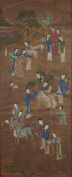CHINE - XIXe siècle
Deux encres polychromes...