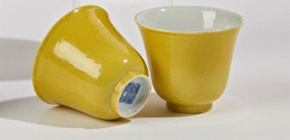 CHINE
Paire de sorbets en porcelaine émaillée...