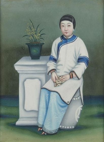 CHINE - Vers 1900 

Deux huiles, portraits...