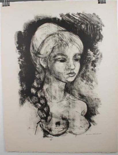 MINAUX André (1923-1986) 
Jeune fille 
Lithograpghie...