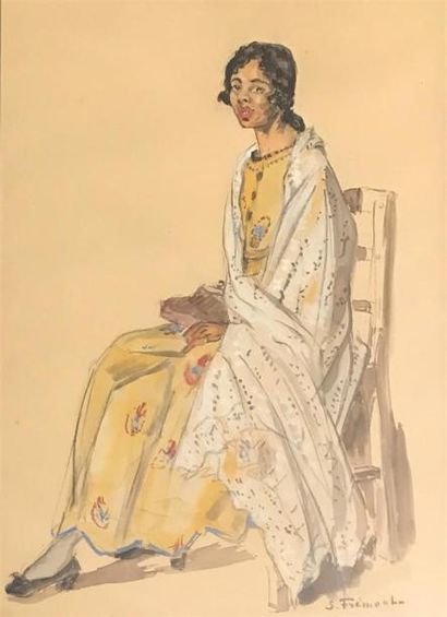 Suzanne FREMONT (1876-1962)
Jeune femme assise
Aquarelle...