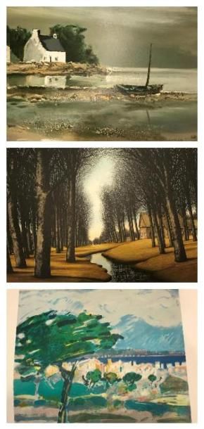 ENSEMBLE de TROIS LITHOGRAPHIES : 
- Gilles...