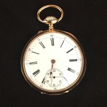 MONTRE de poche en or jaune 750°/oo, le fond...