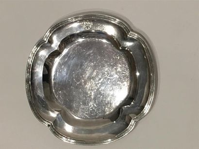 PETIT PLAT quadrilobé en argent uni 950°/oo,...