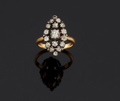 BAGUE en or 750°/oo et argent 925°/oo de...