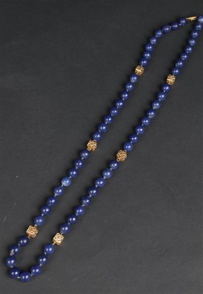 COLLIER de boules bleues teintées choker...