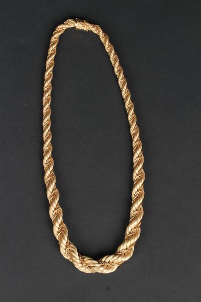 COLLIER souple en or jaune 750°/oo partiellement...