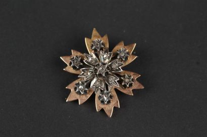 BROCHE en or jaune 750°/oo et argent 925°/oo...