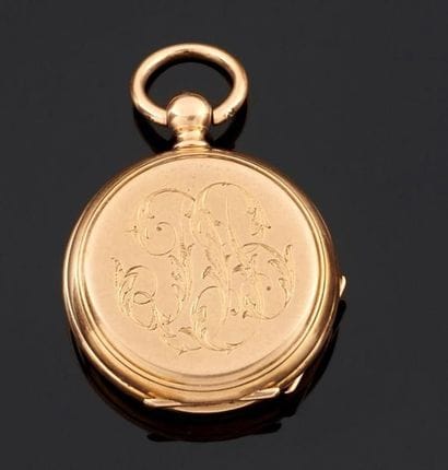 MONTRE DE COL en or jaune 750°/oo, le fond...