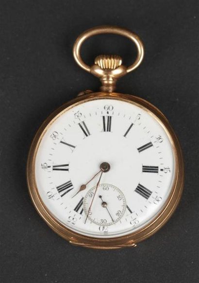 MONTRE de poche en or jaune 750°/oo le fond...